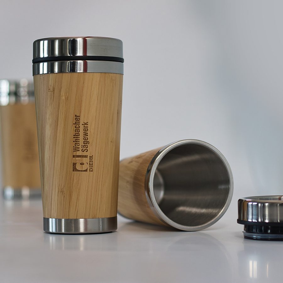 Bambus-Thermobecher mit Gravur