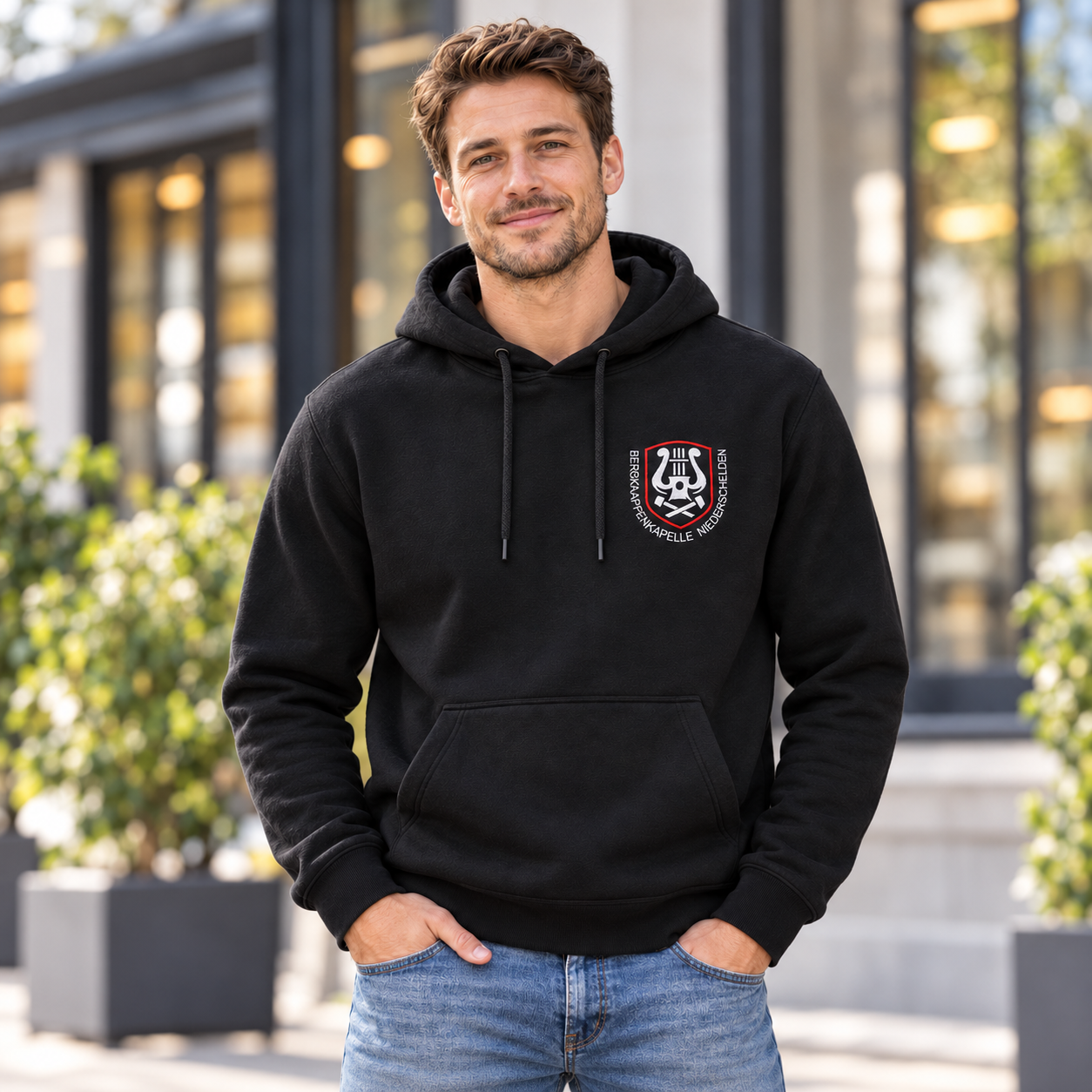 Besticktes Premium Hooded Sweatshirt mit Logo nach Wunsch